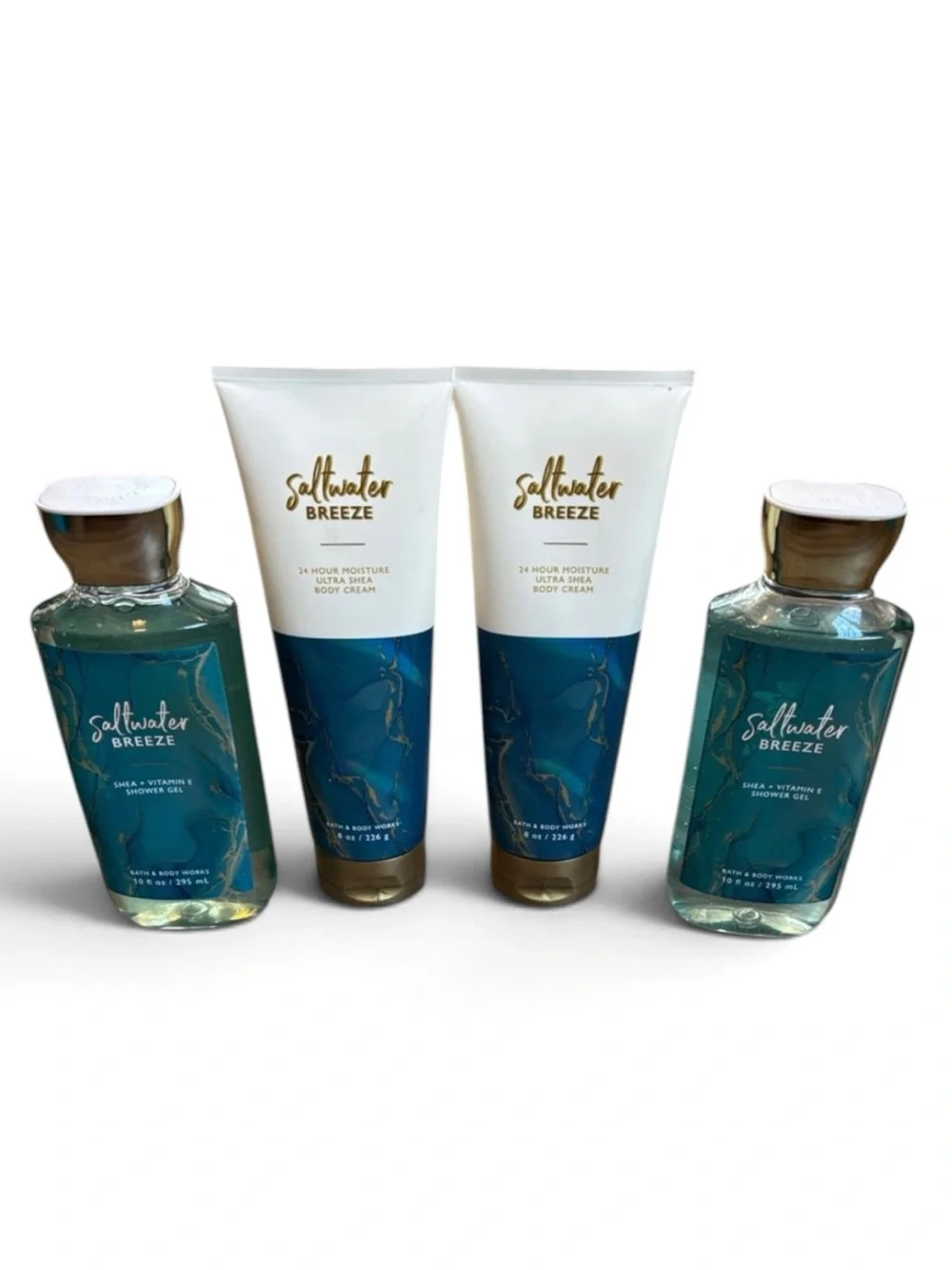 Bath & Body Works Saltwater Breeze Ultra Shea Body Cream & Shower Gel Set of 4